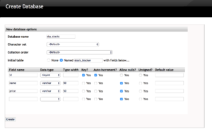 A new database with three rows of data is created.