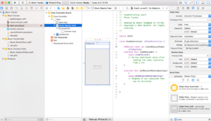 The table view is connected to the view controller Swift file.