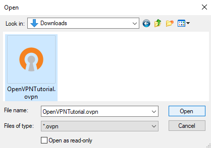 Locate ovpn file