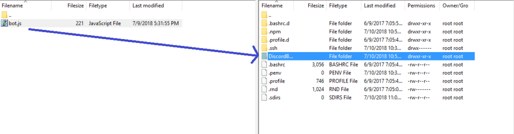 Transfer bot.js file to Discord bot VPS