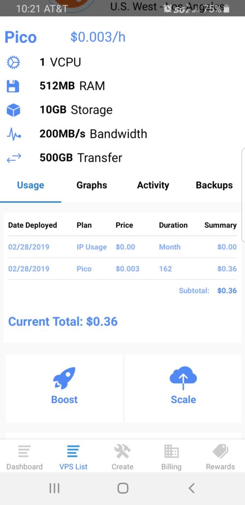 Full VPS mobile overview