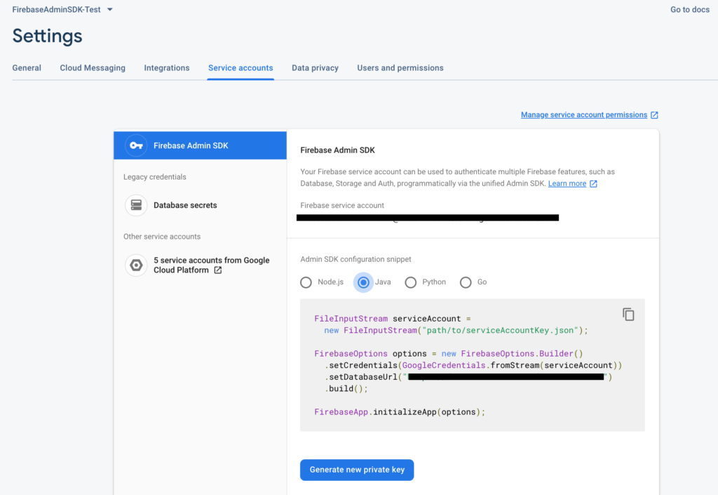 Firebase admin sdk with java