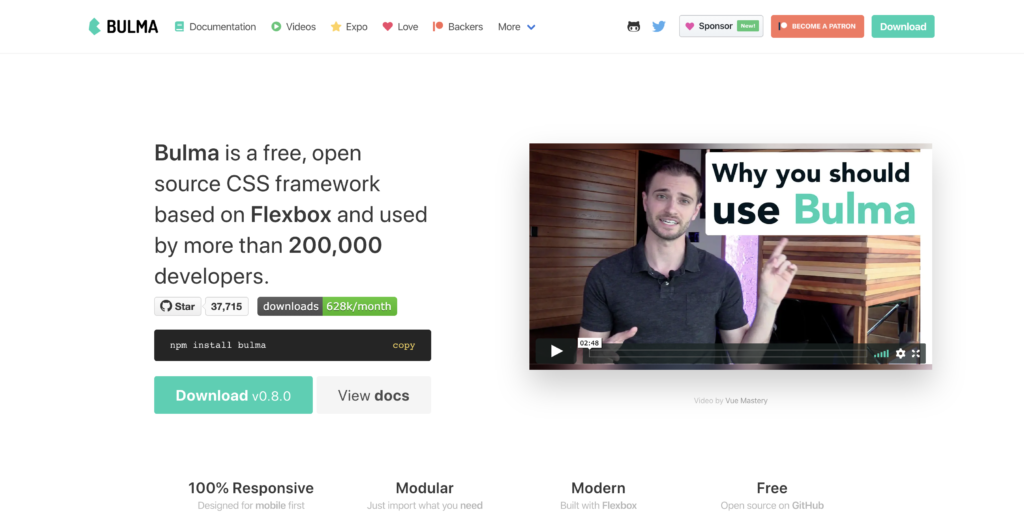 Bulma, a free open-source css framework for web developers