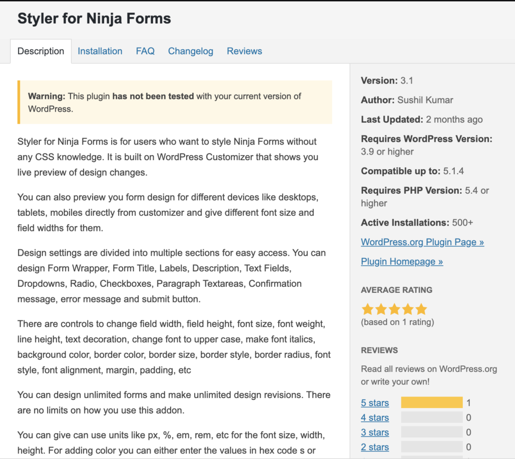 10 must-have wordpress plugins for 2020: Ninja Forms Styler